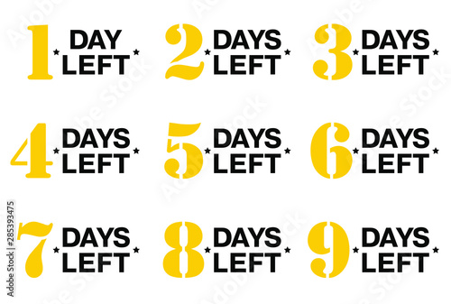 Number of days left. Set of vector emblems