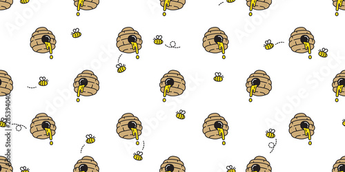 honey bee seamless pattern vector bear polar jam scarf isolated cartoon repeat background tile wallpaper illustration doodle design