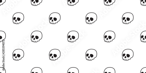 skull Halloween seamless pattern vector pirate symbol bone ghost scarf isolated tile background repeat wallpaper cartoon doodle illustration design