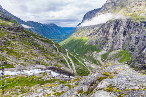 Trollstigen mountain viewpoint and pass along national scenic route Geiranger Trollstigen More og Romsdal county in Norway photo