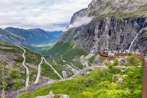 Trollstigen mountain viewpoint and pass along national scenic route Geiranger Trollstigen More og Romsdal county in Norway photo