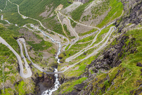 Trollstigen mountain viewpoint and pass along national scenic route Geiranger Trollstigen More og Romsdal county in Norway photo