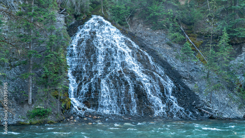 water falling from mountain