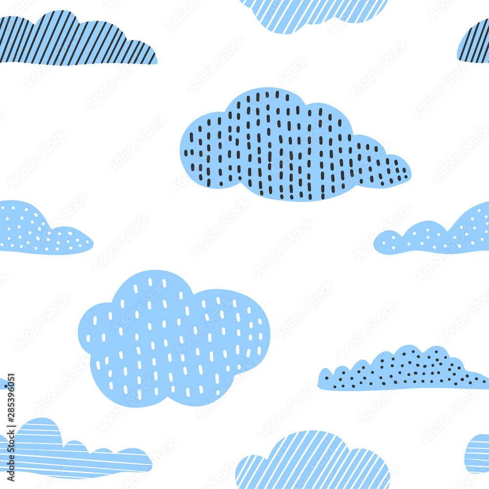 Cute hand drawn clouds, childish print. Best for t-shirt, poster, wrapping paper, decoration. Vector illustration in scandinavian style. Cute hand drawn clouds, childish print. Best for t-shirt, poster, wrapping paper, decoration. Vector illustration in scandinavian style.