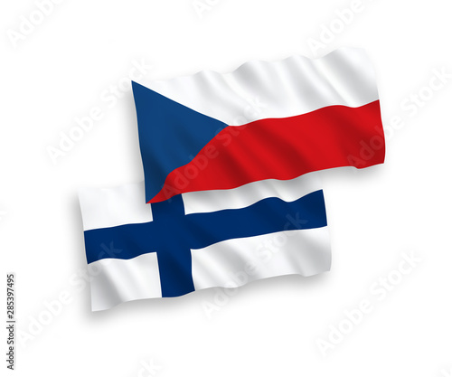 Flags of Czech Republic and Finland on a white background