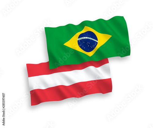 Flags of Austria and Brazil on a white background
