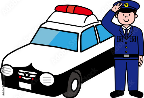 警察官とパトカー
