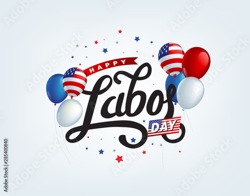 Happy labor day hand lettering  background banner template.Vector illustration .