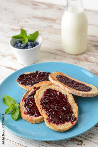 Fresh blueberry jam on toas...
