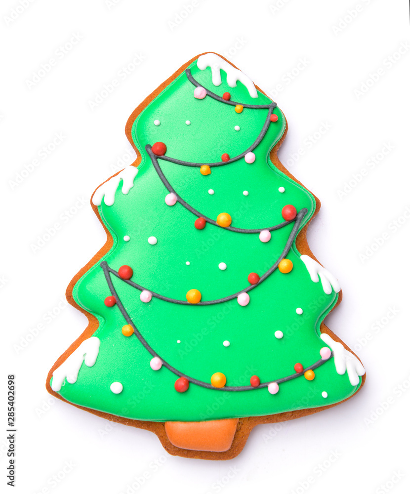 custom made wallpaper toronto digitalTasty Christmas cookie in shape of fir tree on white background
