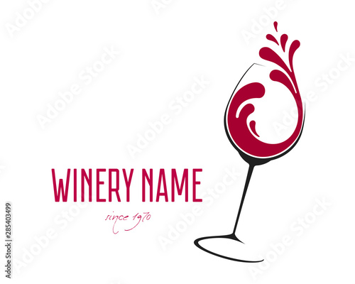 Glass of Wine with splash logo design