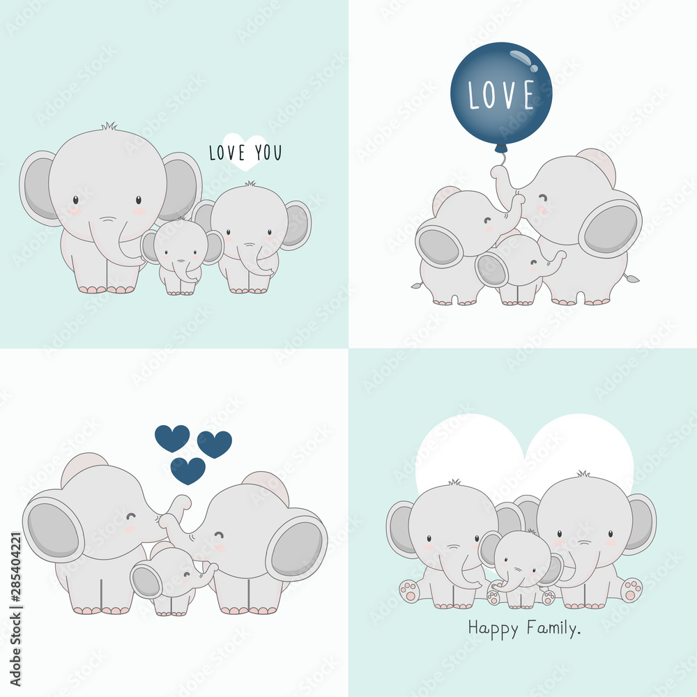 Cute elephant family with a little elephant in the middle. Cute elephant family with a little elephant in the middle.