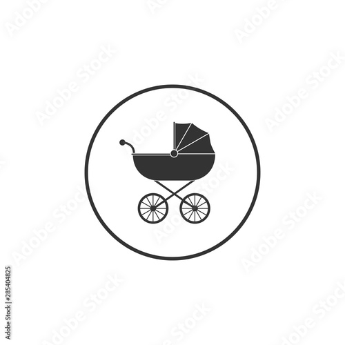 Baby, carriage, buggy, pram, stroller, wheel icon. Vector illustration, flat design.