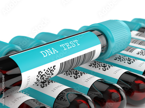 3d render of DNA test tubes photo