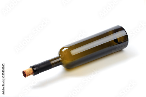 empty bottle of wine  isolated on a white background - Image