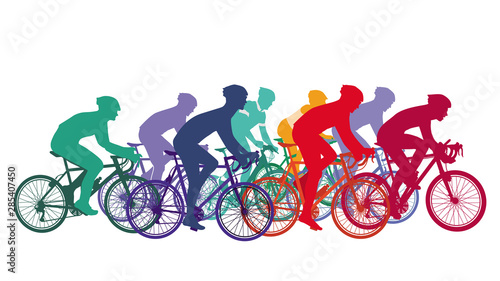 Radrennsport, Menschen auf Rennrädern, Gruppe von Radfahrern