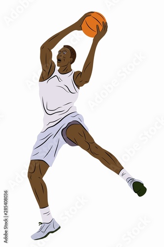 isolated illustration of a basketball player, vector drawing