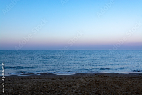 Early morning light during sunrise over Tyrrhenian sea near Sperlonga and Terracina  Lazio  Italy