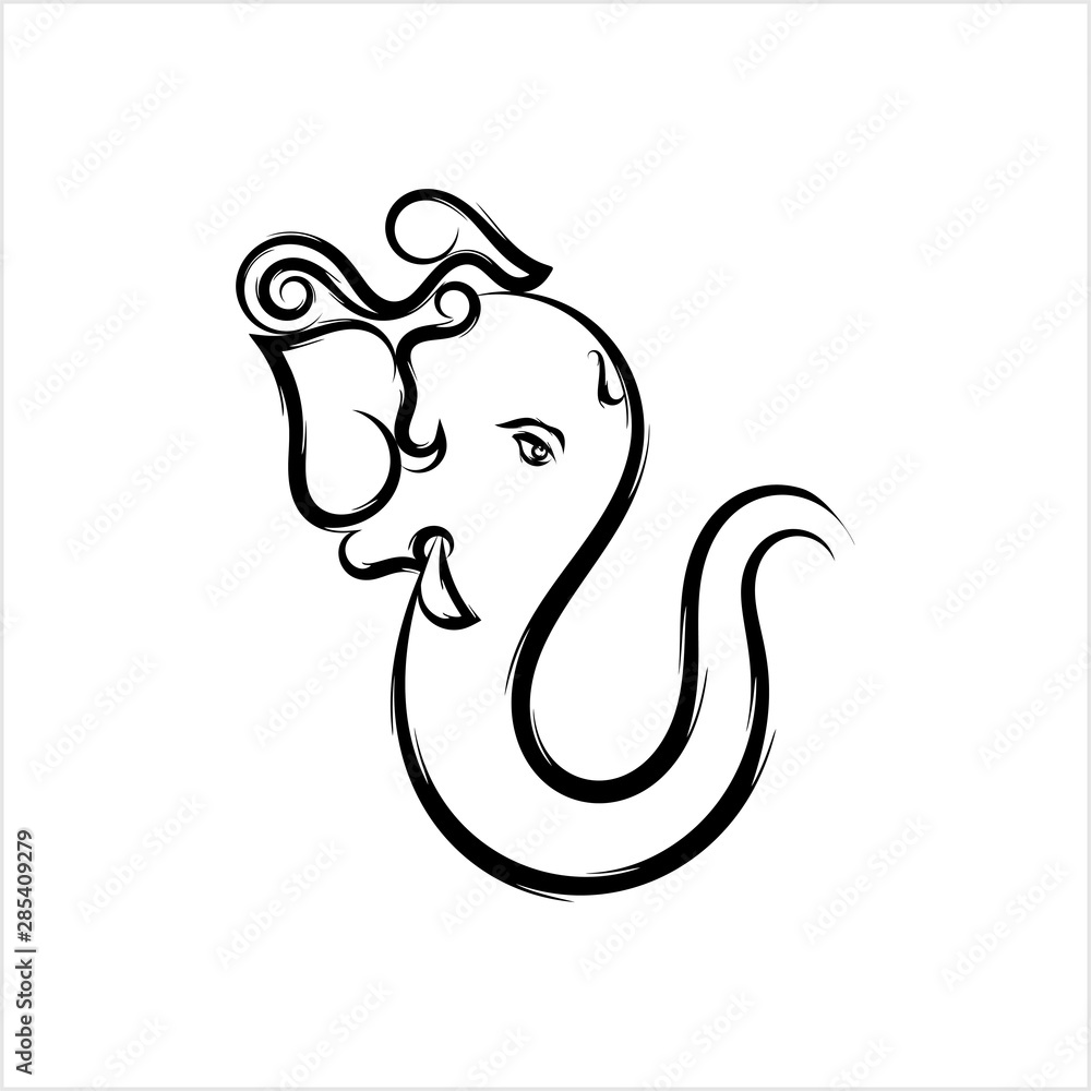 Fototapeta premium Ganesha The Lord Of Wisdom Calligraphic Style