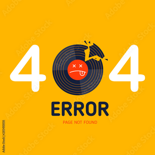 404  error page not found vector vinyl music broken graphic background