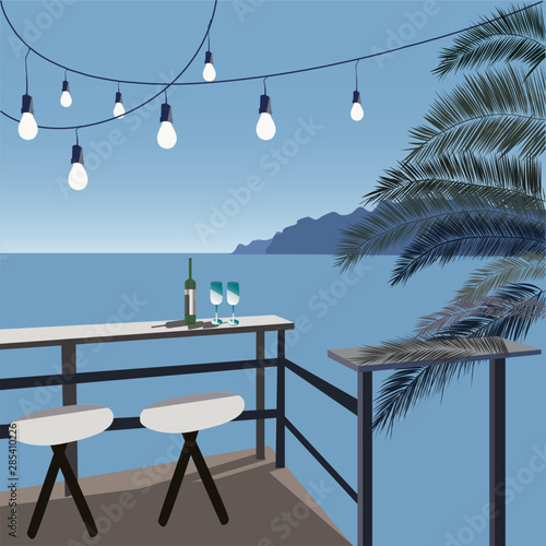 vector summer seafront vacation in tropical 