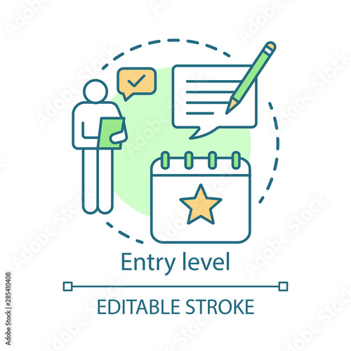 Entry level concept icon. Job for graduates idea thin line illustration. Work without prior experience. Part-time employment. Internship. Vector isolated outline drawing. Editable stroke