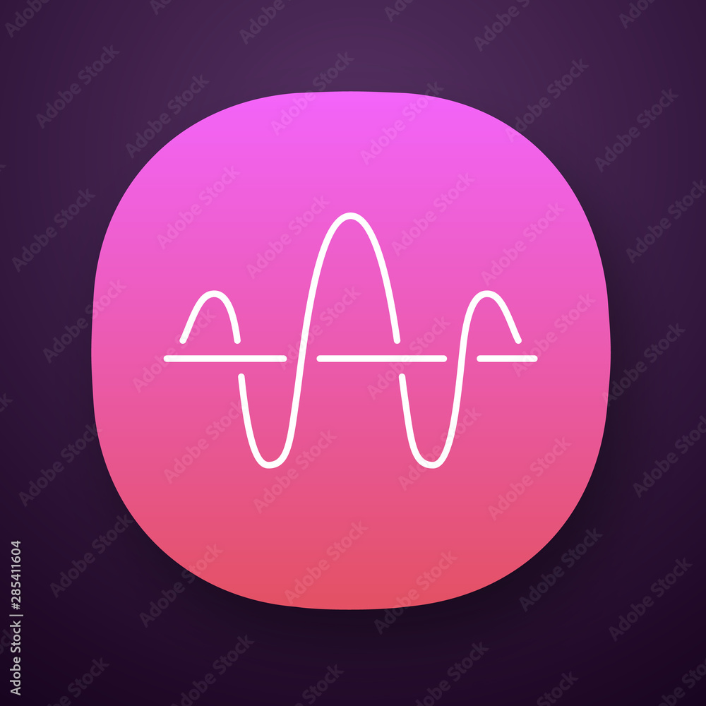 Soundwave app icon. UI/UX user interface. Function, axis. Music rhythm frequency. Digital sound, audio wave. Voice recording, radio signal sign. Web or mobile application. Vector isolated illustration