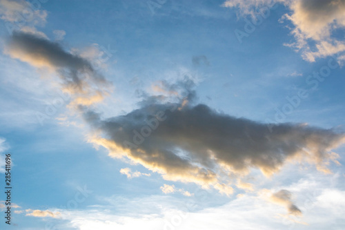 Sunset And a gray cloud with a blue sky