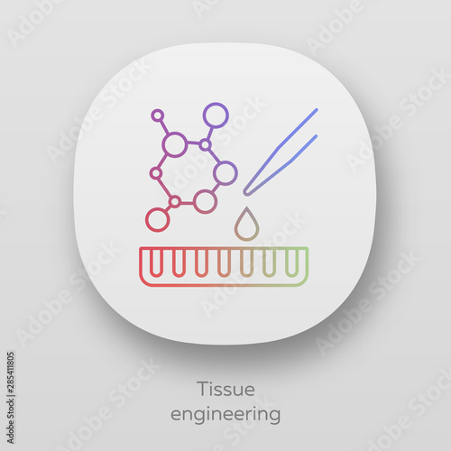 Tissue engineering app icon. Repair damaged human organs. Regenerative medicine. Bioengineering. UI/UX user interface. Web or mobile applications. Vector isolated illustrations