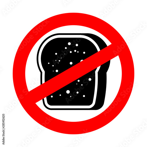Stop Burnt bread. Red prohibition road sign. Ban toasted toast.