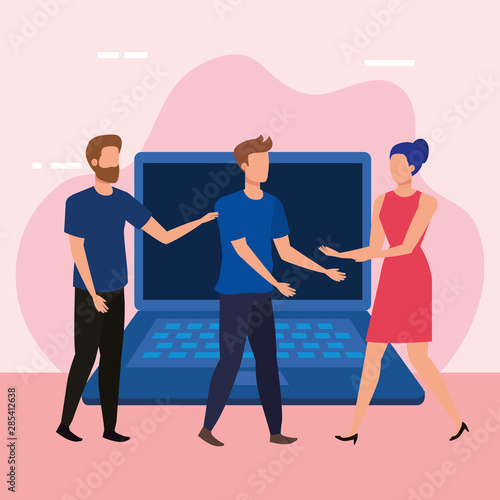 group of people with laptop