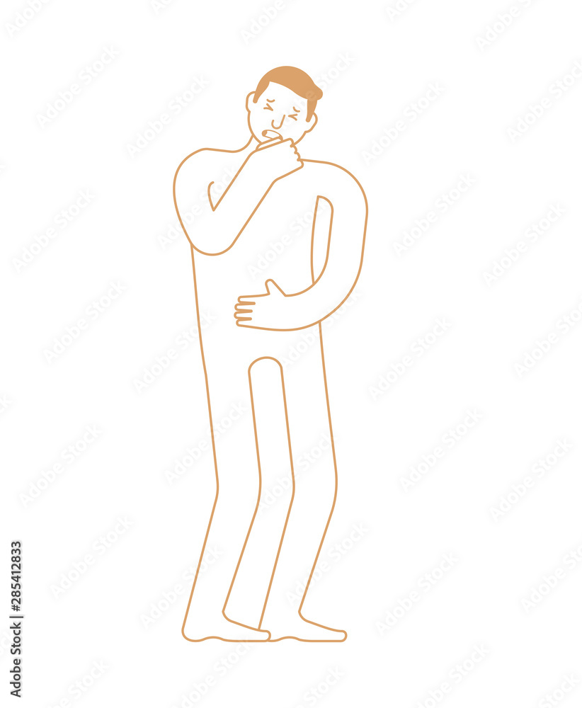 Cough guy isolated. Man coughing. vector illustration Cough guy isolated. Man coughing. vector illustration