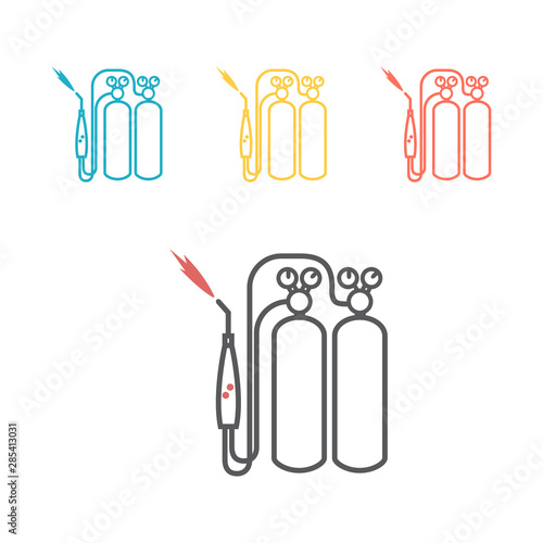 Welding cylinder line icon. Vector sign for web graphic.