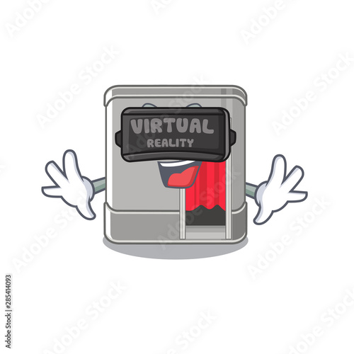 Virtual reality photo booth isolated with the cartoon