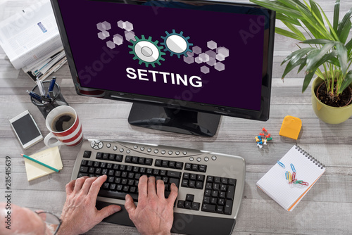 Fotografie Setting concept on a computer