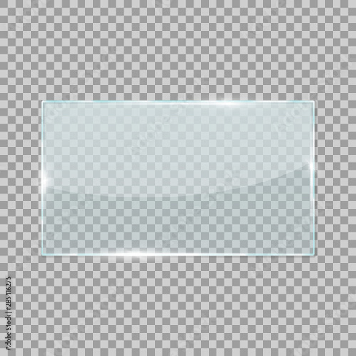 Rectangle transparent glass isolated on checkered background