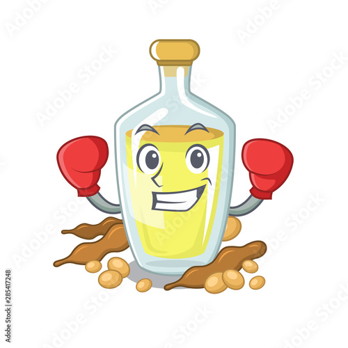 Boxing soybean oil put in cartoon bottle