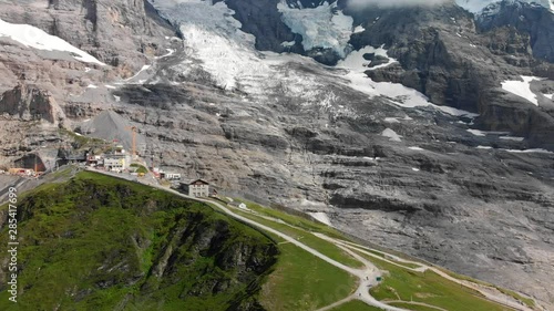 Shot Two. Aerial Dolly Movement of the Jungrau Mountain Range, from the Eiger Glacier. photo