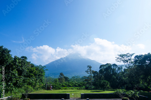 A yard with Mount Penanggungan view behind Ubaya Training Center