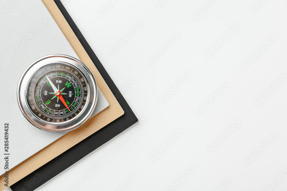 Close up of a compass on a white background Close up of a compass on a white background