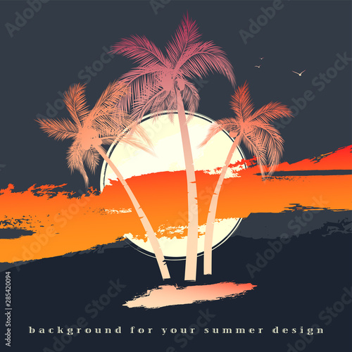 Background for your summer design with palm silhouettes