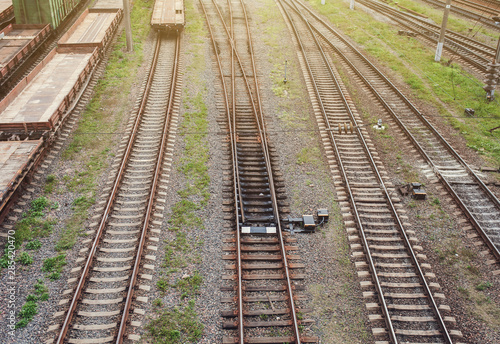 Railway station. Industrial landscape with railroad.