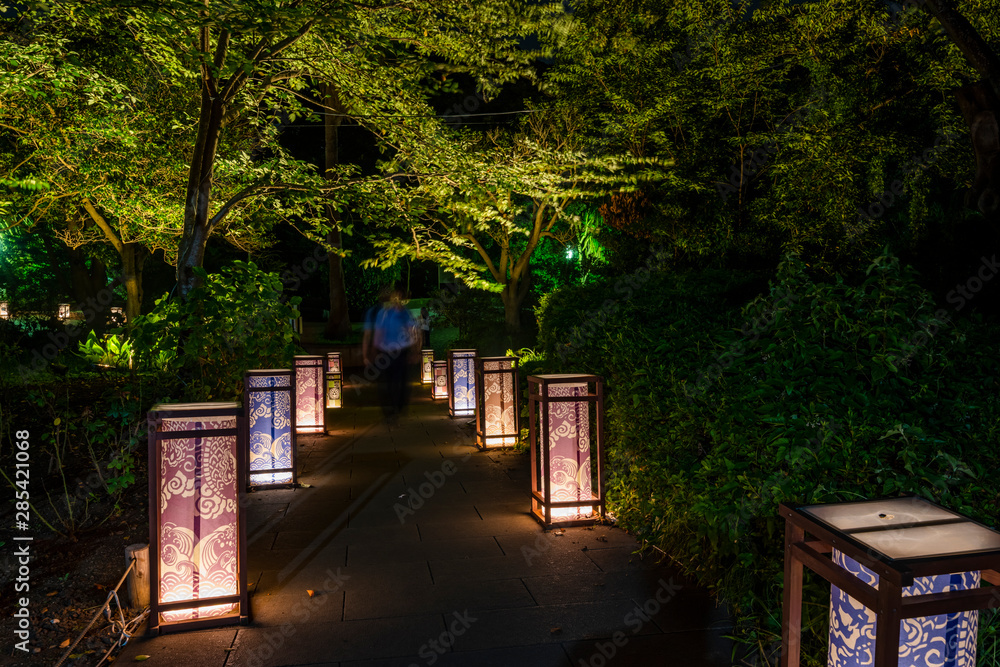 江の島の灯篭ライトアップの風景