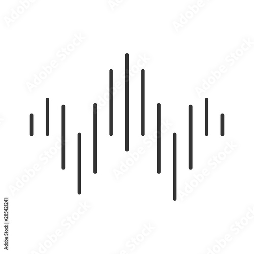 Dj sound wave glyph icon. Silhouette symbol. Soundtrack playing abstract form. Song, melody, music track soundwave. Audio geometric waveform. Negative space. Vector isolated illustration