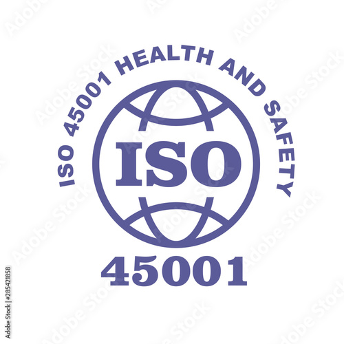 ISO 45001 stamp sign - occupational health and safety standard