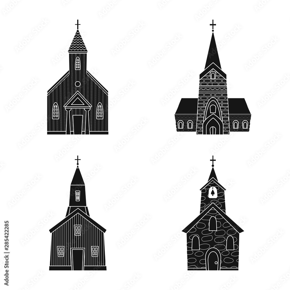 Vector illustration of house and parish symbol. Collection of house and building stock vector illustration.