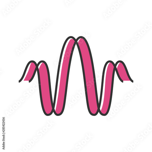 Pink parallel sound waves color icon. Digital soundwave. Voice recording, radio signal logotype. Soundtrack, music playing frequency. DJ equalizer, audio volume. Isolated vector illustration