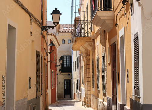 Beautiful street of Ciutadella town  Menorca  Balearic islands. Spain