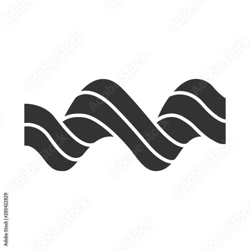 Sound spiral wave glyph icon. Silhouette symbol. Music rhythm, audio curled soundwave. Wavy line. Spectrum, vibration, noise curve. Digital waveform. Negative space. Vector isolated illustration