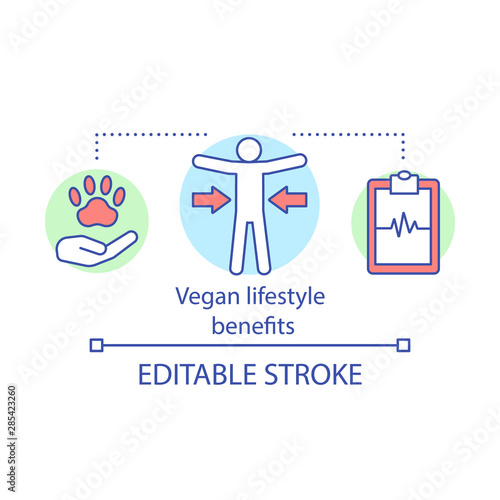 Vegan lifestyle benefits concept icon. Vegetarianism idea thin line illustration. Animal welfare, slim figure and wellness. Clipboard with cardiogram vector isolated outline drawing. Editable stroke